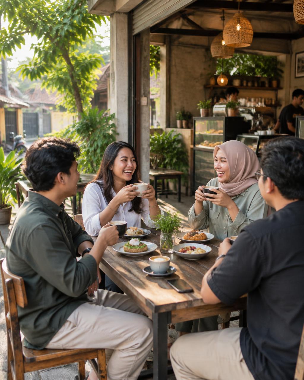 Friends sharing coffee together